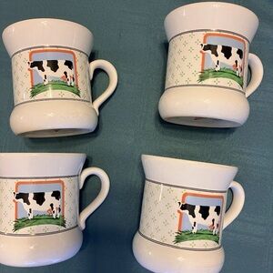VNTG 4 Mugs 1981 Vandor Countey. Collection Farm Cow Design Ceramic Mugs READ